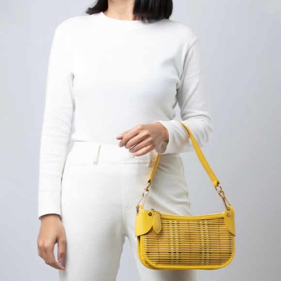 Burberry Handbags - Burberry Haymarket Stripe Small Sling Lollard Bright Dandelion Mini Bag